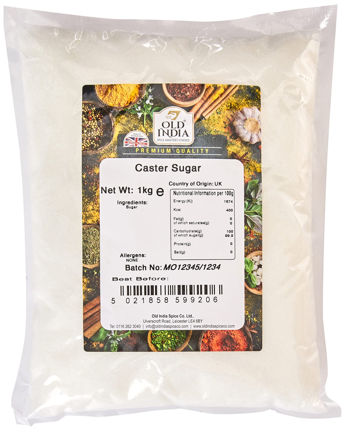Old India Caster Sugar - 1kg Natural, Additive-Free, GMO-Free 1