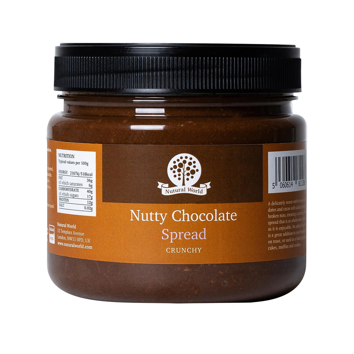 Nutural World Crunchy Nutty Chocolate Spread - 1kg | Vegan | Gluten-Free | No Added Sugar 1