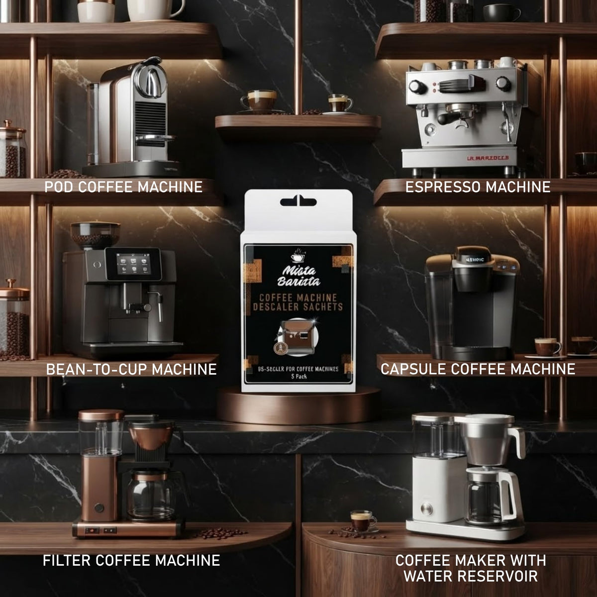 Mista Barista Coffee Machine Descaler Sachets - 5 x 50g | Eco-Conscious Formula | Citric Acid Based 4