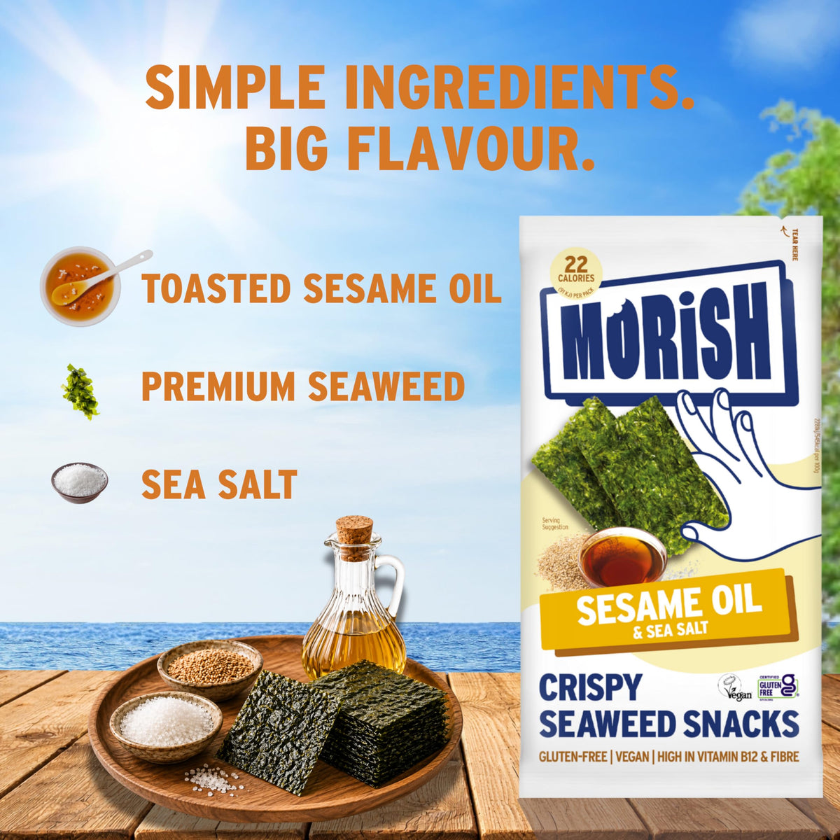 MORiSH Crispy Sesame Oil Seaweed Snacks - 20 Pack | 22 Calories Each | Gluten-Free 4