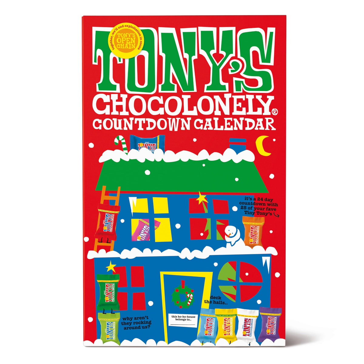 Tony's Chocolonely Big Advent Calendar - 25 Tiny Chocolates | Mix of 10 Flavours | Vegetarian | 225g