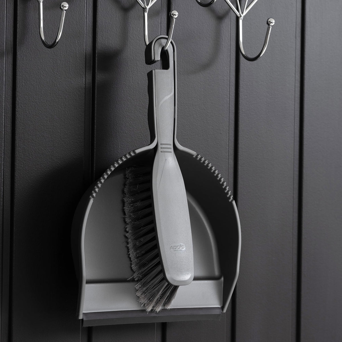 Addis Everyday Stiff Dustpan & Brush Set - Heavy-Duty Cleaning | Metallic Silver 7