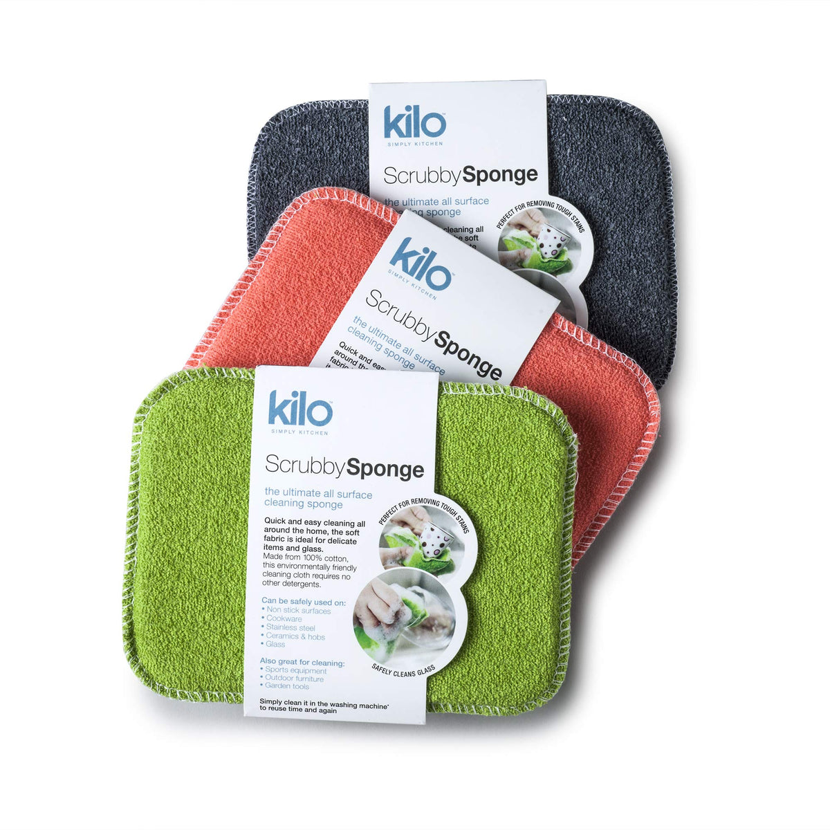 Kilo Scrubby Non-Scratch Scourer Sponge - Set of 3 | 17x13cm | Multi-Purpose 1