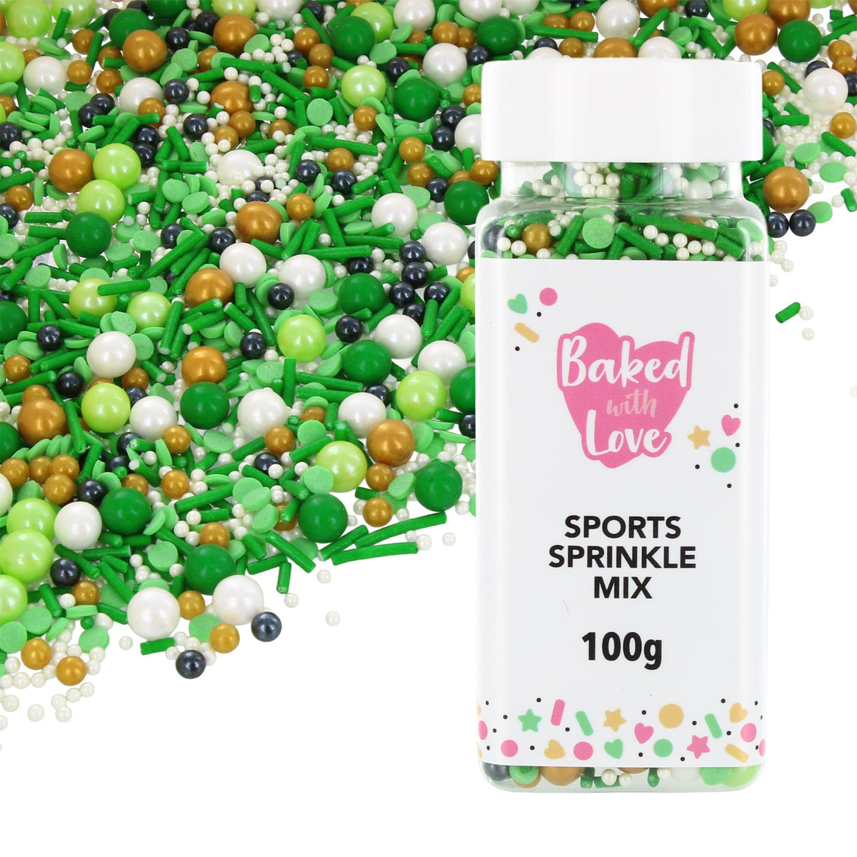 Baked with Love Sports Sprinkles - 100g Bag | Edible Cake Decorations