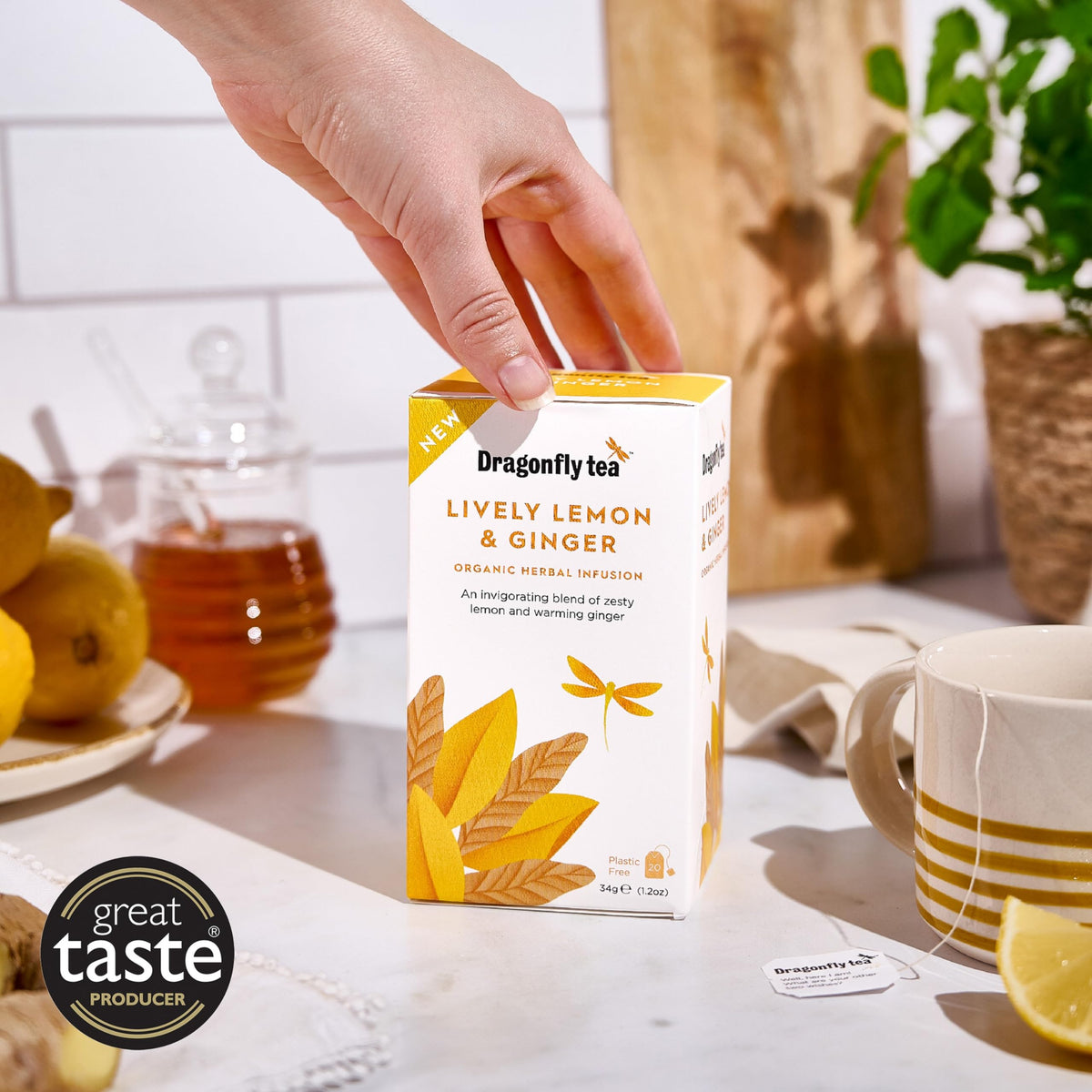 Dragonfly Lively Lemon and Ginger Organic Tea - 80 Tea Bags
