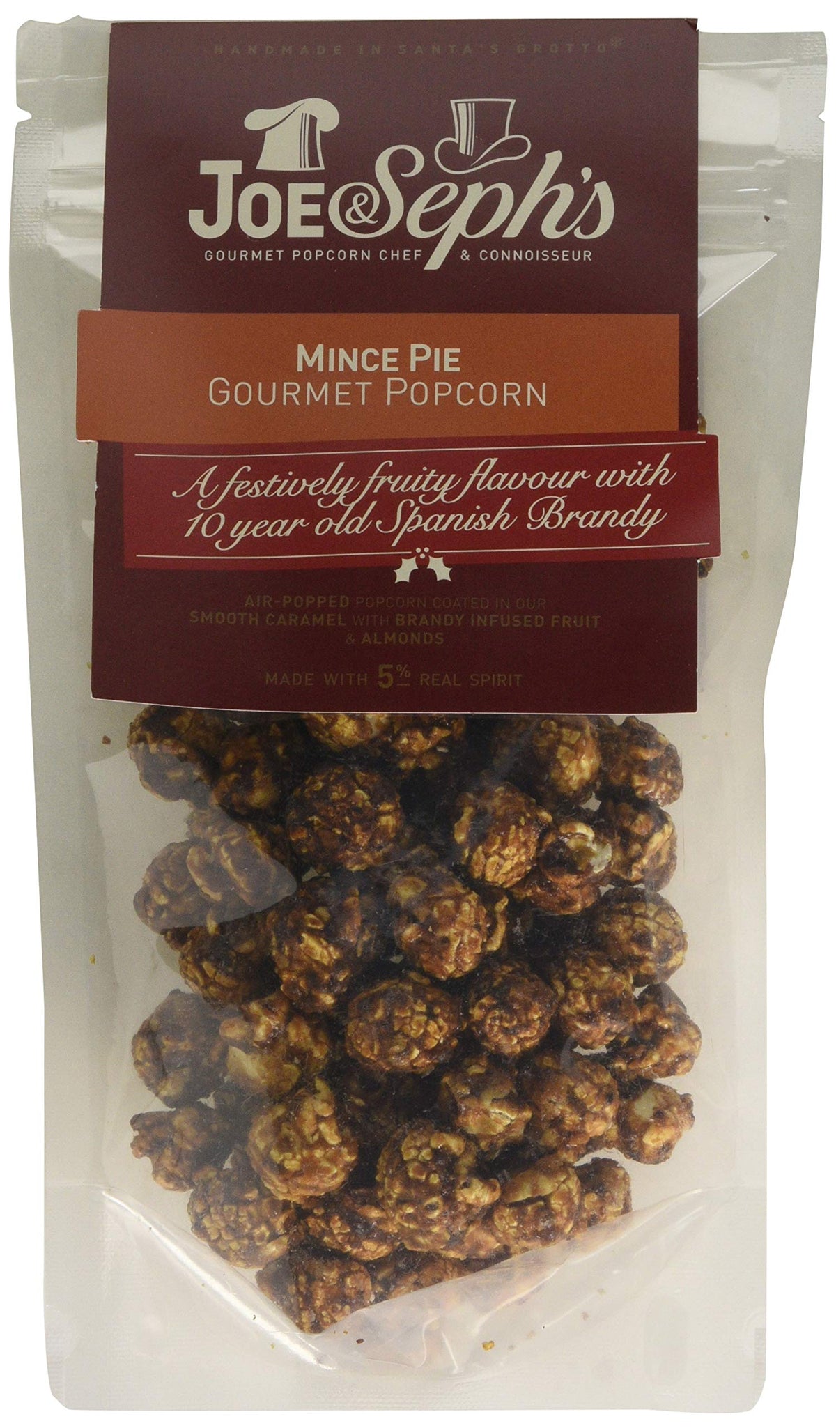 Joe & Seph's Mince Pie Popcorn - Festive Spiced Fruit & Brandy Infused | 80g Pouch