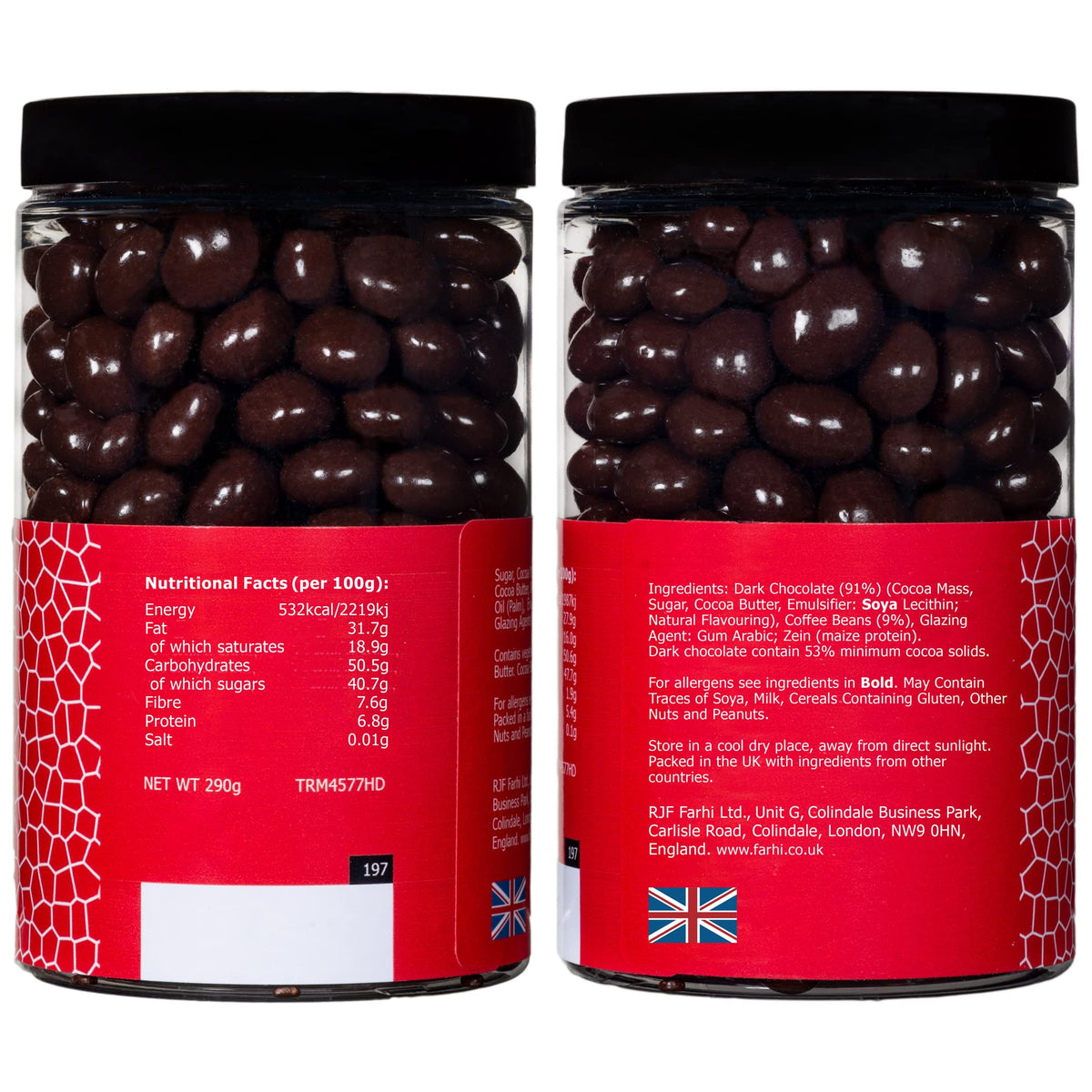 Rita Farhi Dark Chocolate Covered Coffee Beans - 290g Jar 5