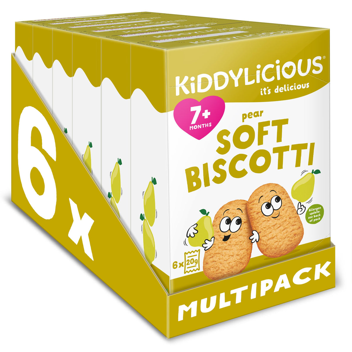 Kiddylicious Pear Biscotti - Baby Snacks for 7+ Months | Pack of 6