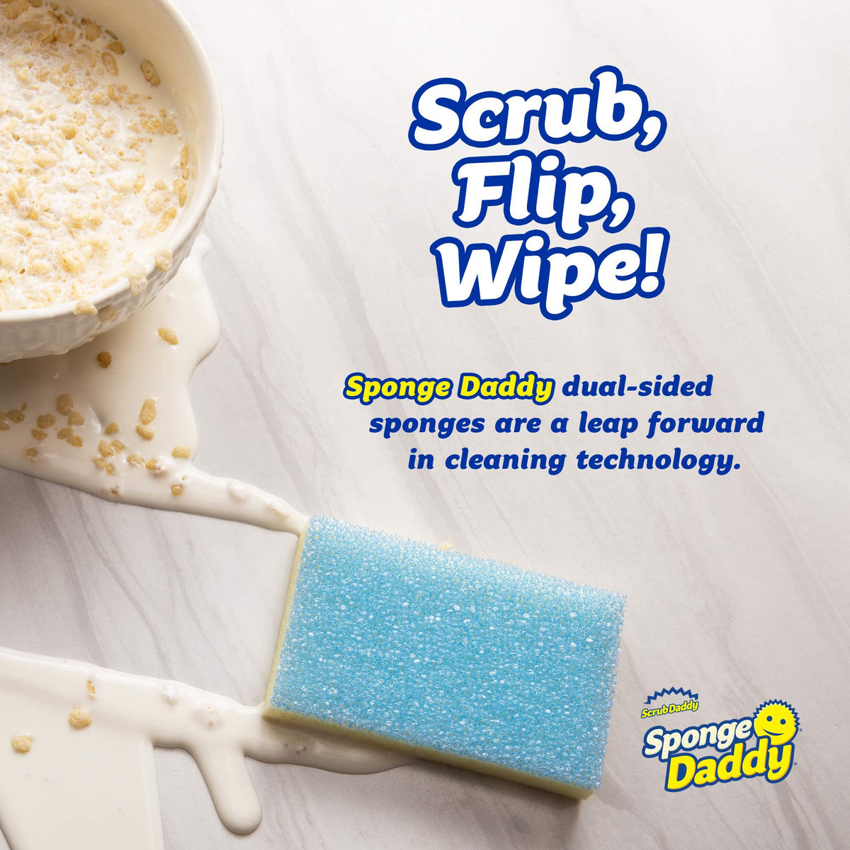 Scrub Daddy Sponge Daddy Essentials - Dual-Sided Cleaning Sponges | 4 Count | Varied Colors 2