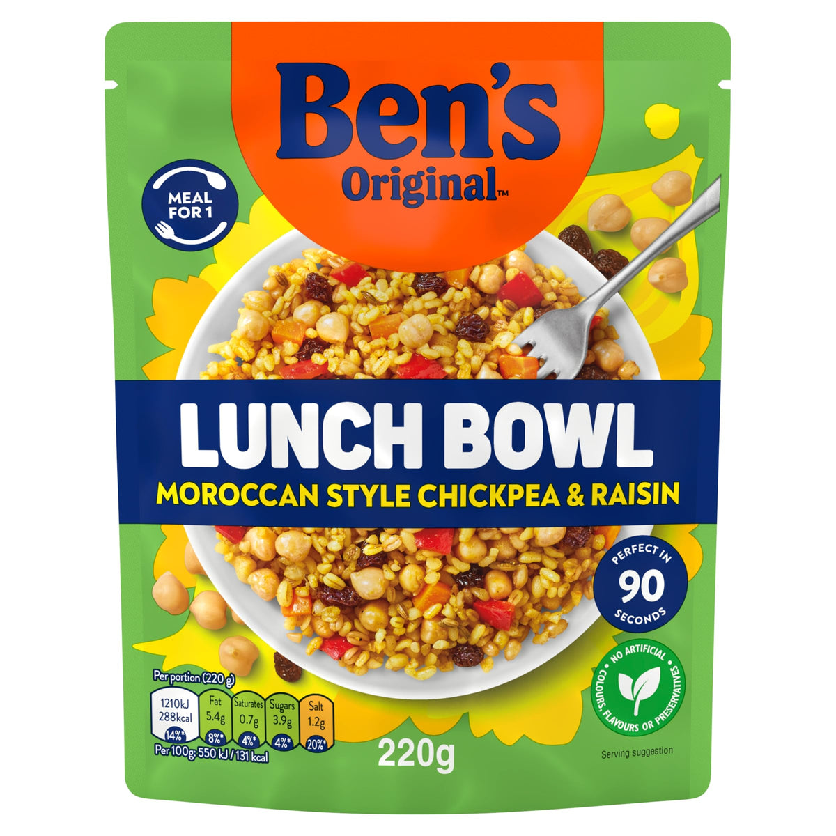 Ben's Original Lunch Bowl Moroccan Style Chickpea & Raisin Pouch - 6 x 220g 3