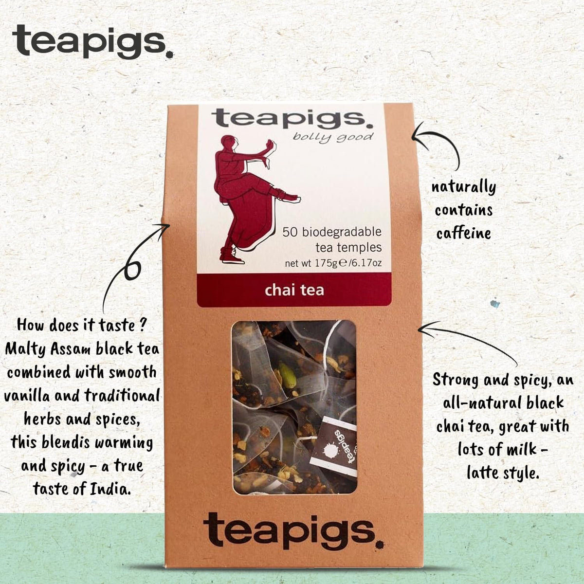 teapigs Chai Tea Bags - Authentic Spiced Blend, Whole Leaf Quality, 100 Count (Pack of 2) 3