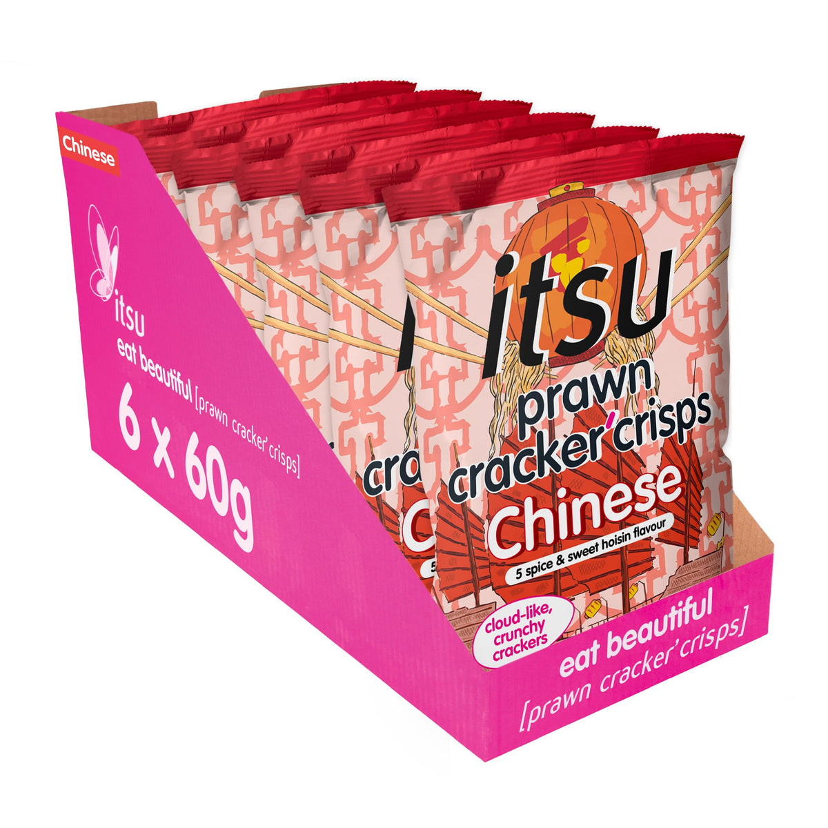 Itsu Prawn Cracker Crisps - Chinese Hoisin Flavour | 60g Sharing Bag | Pack of 6 3