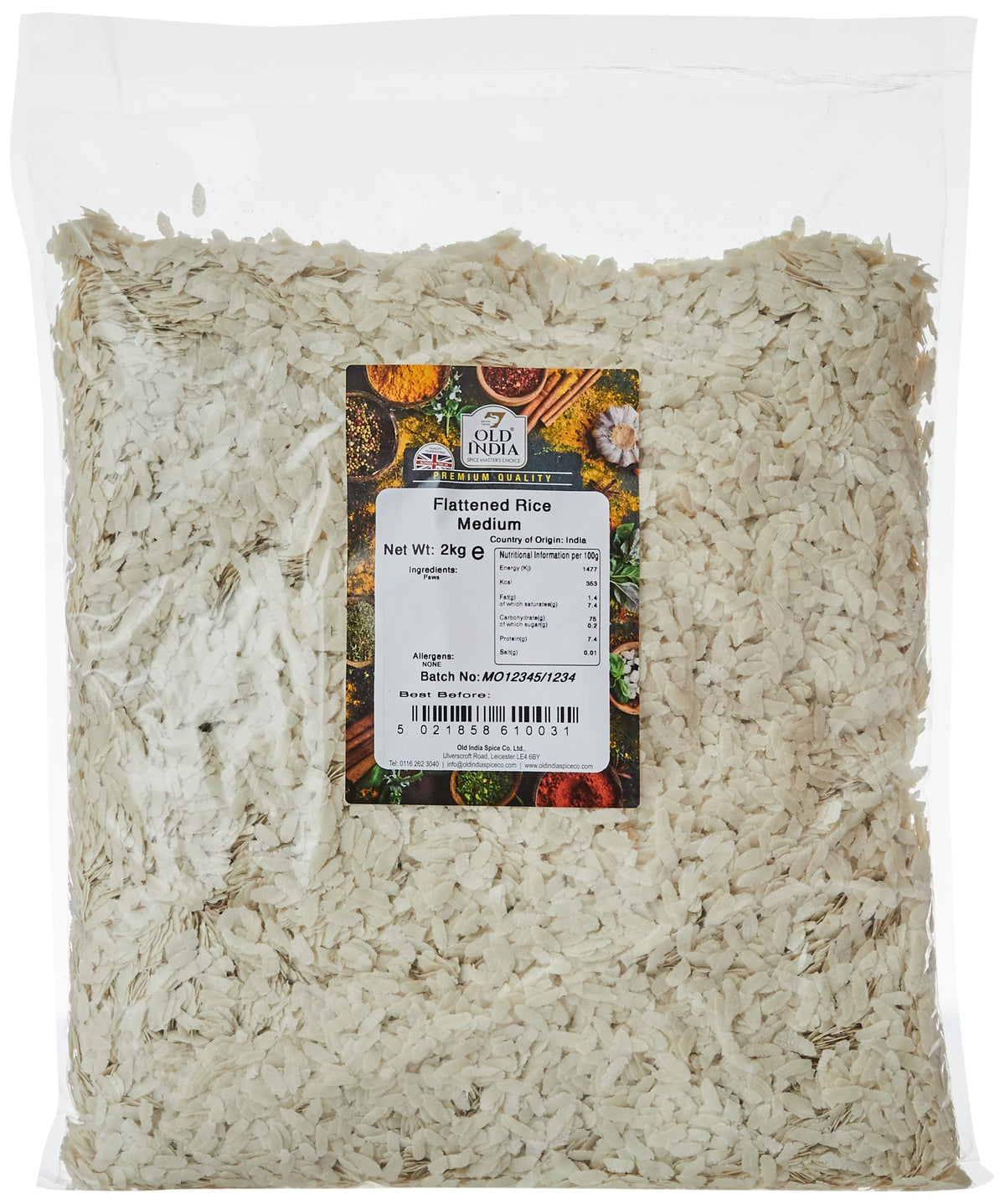 Old India Flattened Rice Medium - 2kg Bag | Natural & Additive-Free 1