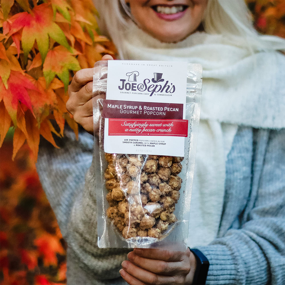Joe & Seph's Maple Syrup & Roasted Pecan Gourmet Popcorn - 80g Bag | Gluten Free | Vegetarian