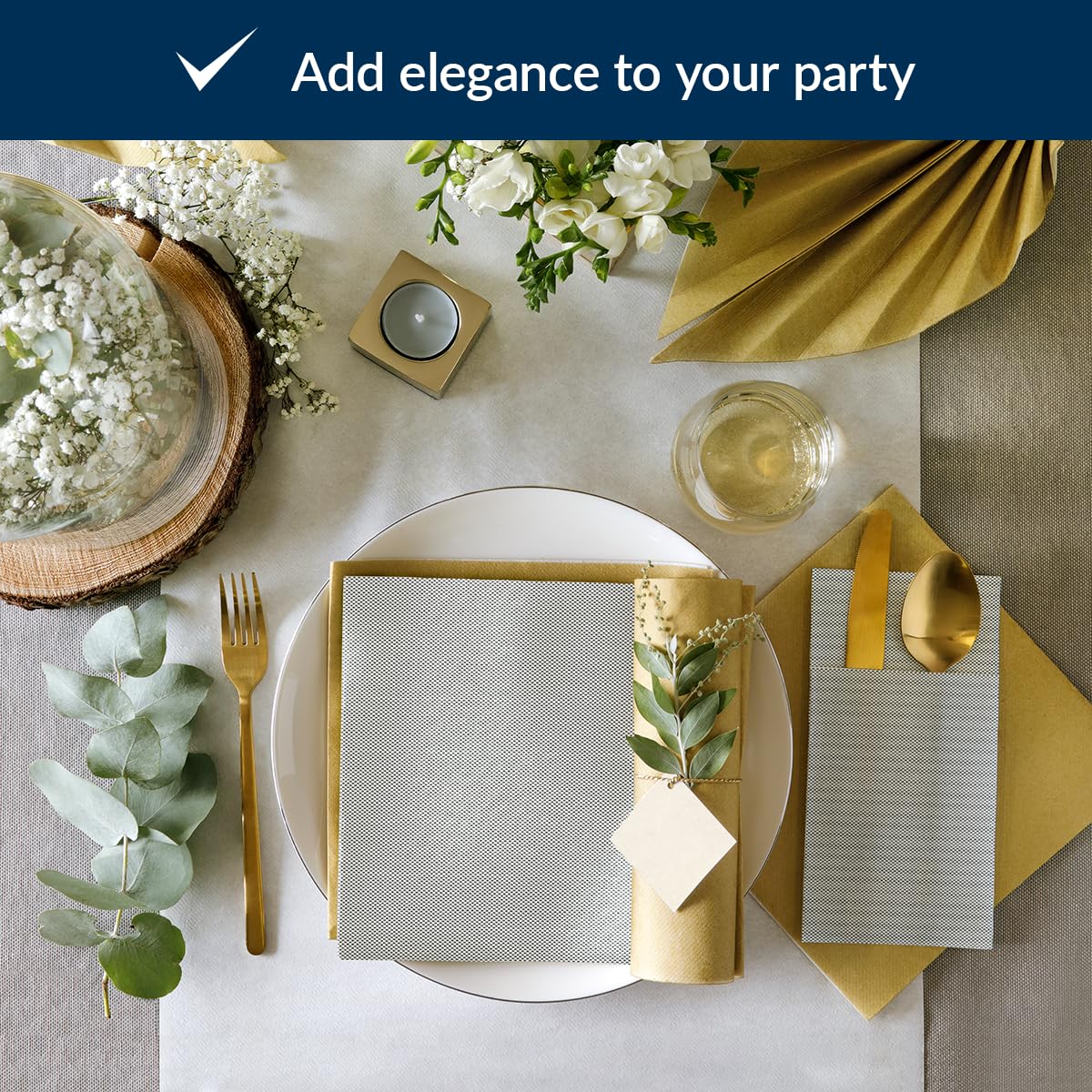 PAW Decor Collection Linen Feel Napkins - Fabric Design Graphite | 40 x 40 cm | 50 Pack 4