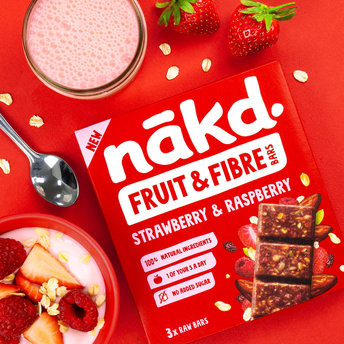 Nakd Fruit & Fibre Strawberry & Raspberry Bars - High in Fibre, Vegan, Gluten-Free - 36 Count 5