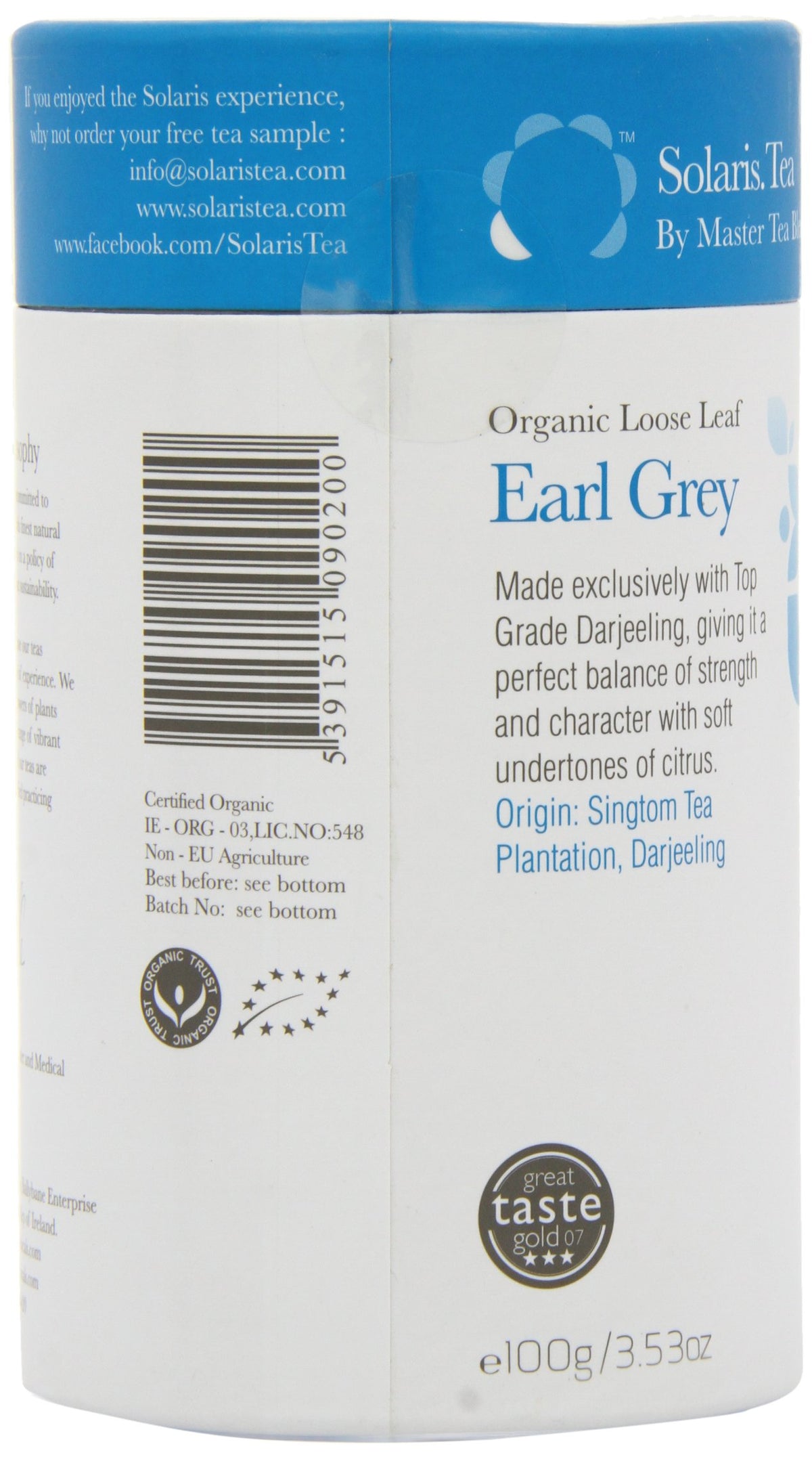 Solaris Tea Organic Loose Whole Leaf Earl Grey - 100g | Antioxidant Rich | Bergamot Infused 6