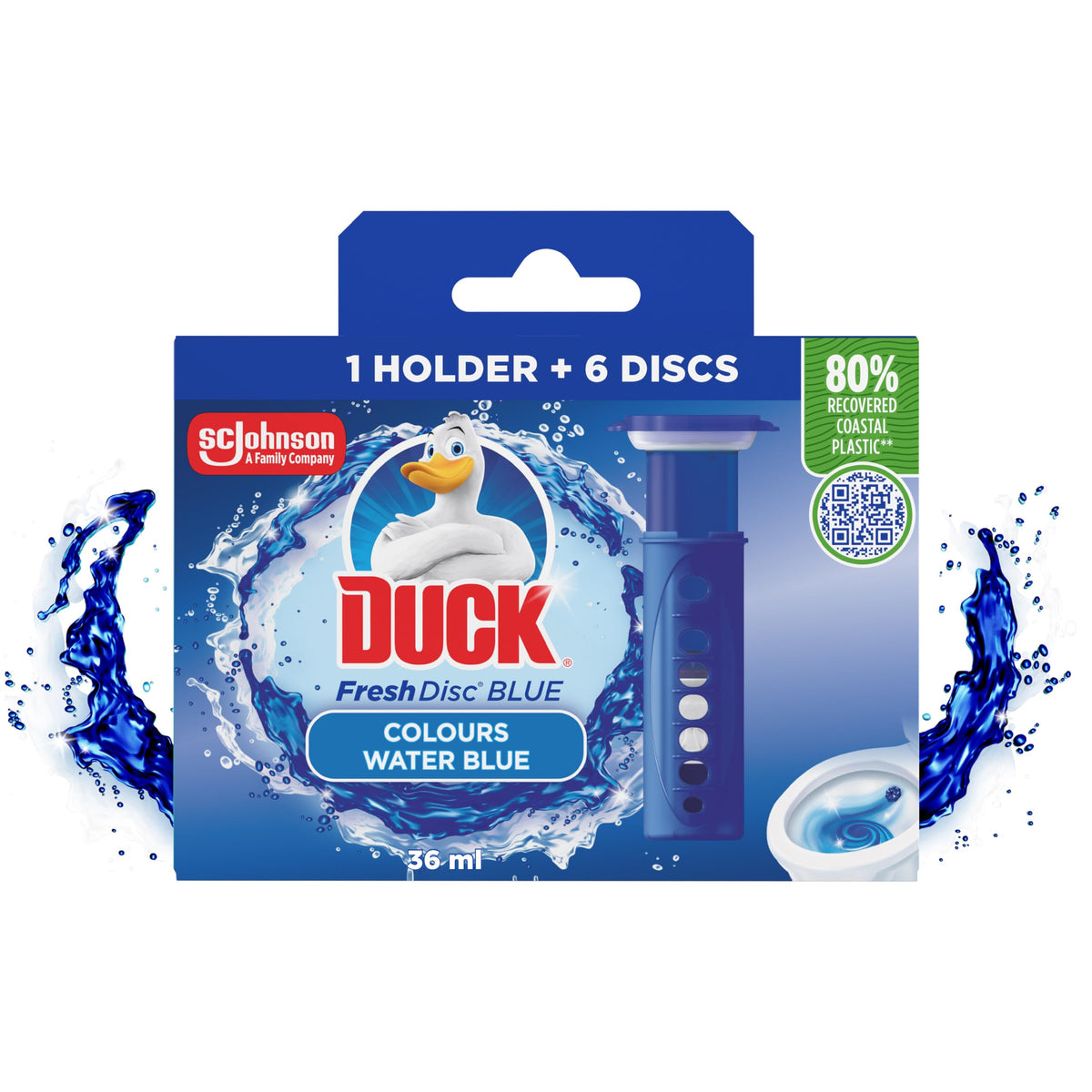 DUCK Fresh Discs Blue Toilet Cleaner Starter Kit - 5 Discs, Azure Lagoon Scent