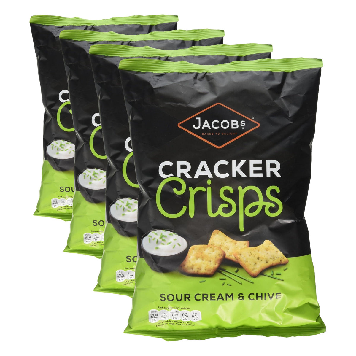JACOB'S Cracker Crisps Sour Cream and Chive Snacks Sharing Bag - Pack of 4