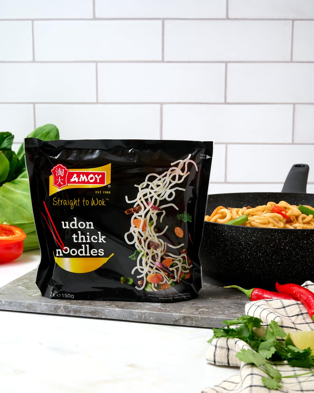 Amoy Udon Thick Noodles - 12 x 150g Packs