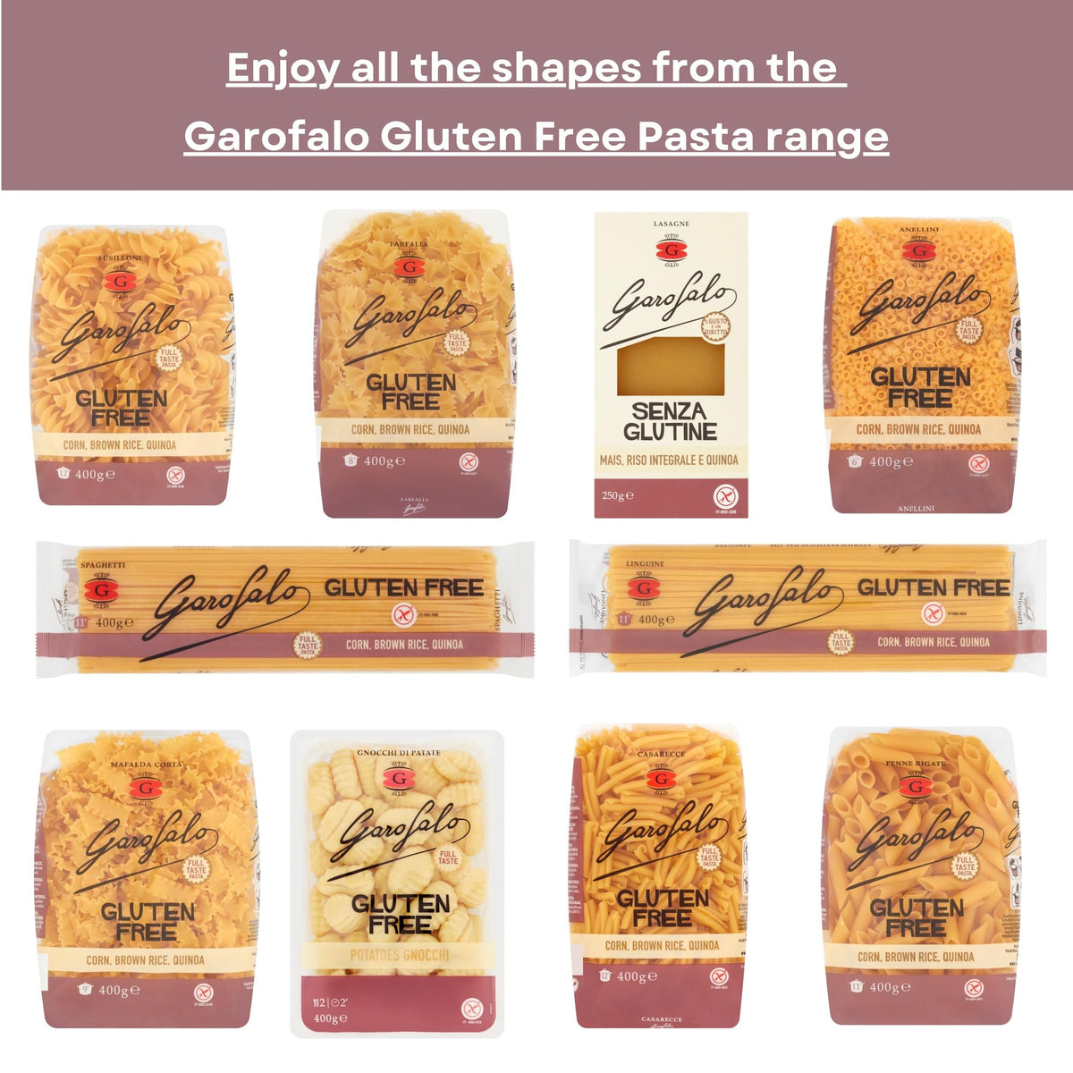 Garofalo Gluten Free Penne Rigate - Bronze Drawn for Sauce Adherence | 800g Pack of 2 5