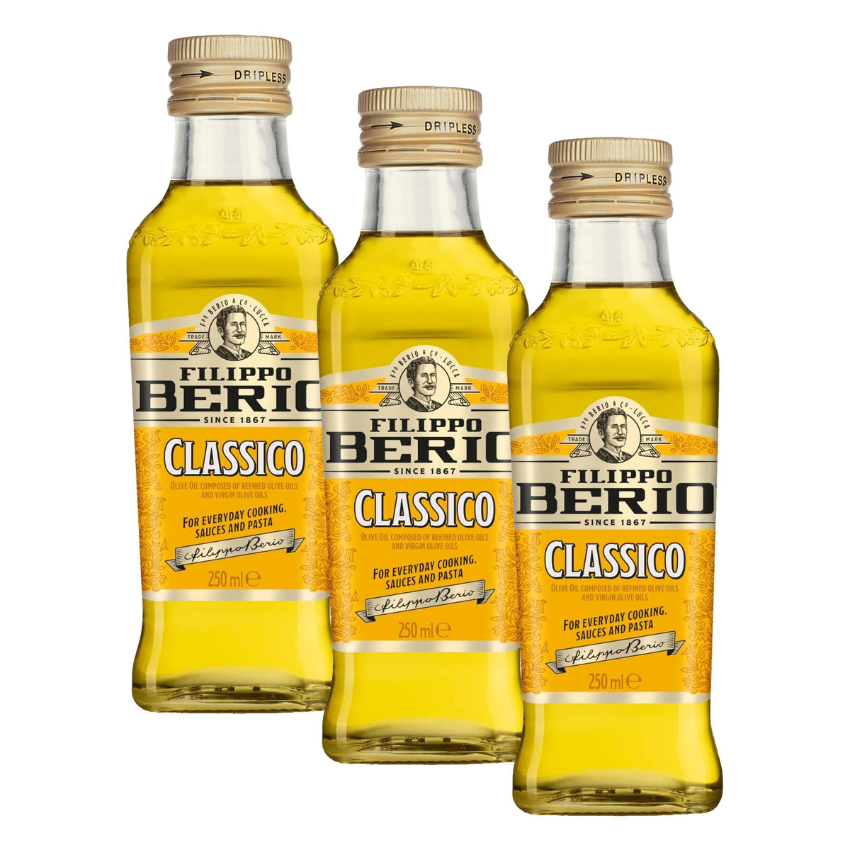 Filippo Berio Extra Virgin Olive Oil - Versatile Cooking & Dressing Oil | 250ml (Pack of 3)