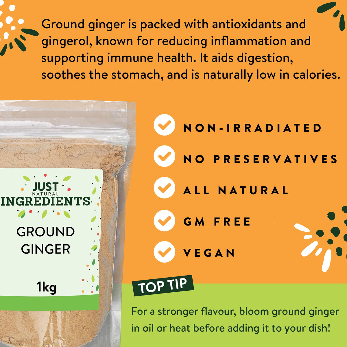 JustIngredients Ground Ginger Powder - Authentic Indian Spice, 1kg 4