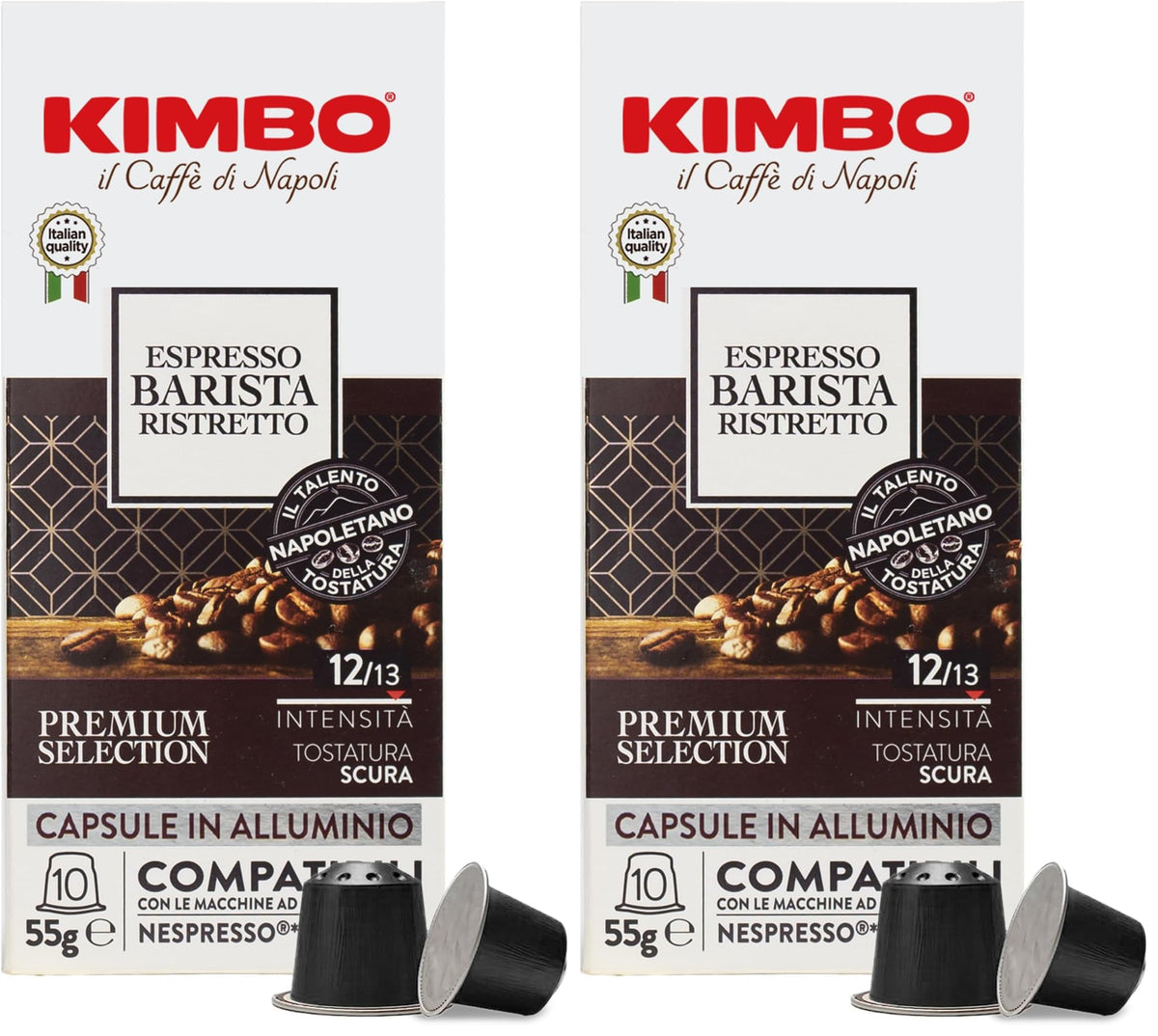 Kimbo Coffee Espresso Barista Ristretto - Intense Dark Roast, Nespresso Compatible | 20 Capsules