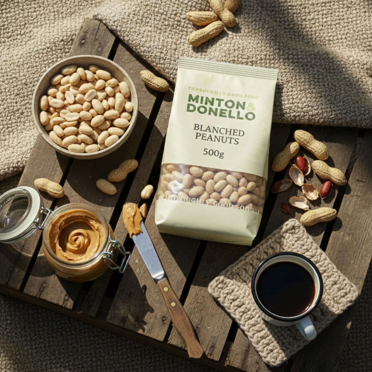 Minton & Donello Blanched Peanuts - 500g Pack, High in Protein & Fibre