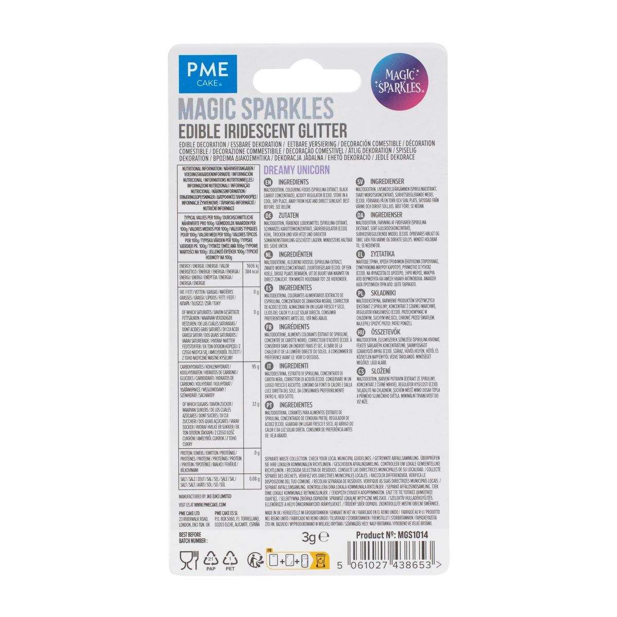 PME Magic Sparkles Edible Glitter - Unicorn (3g)