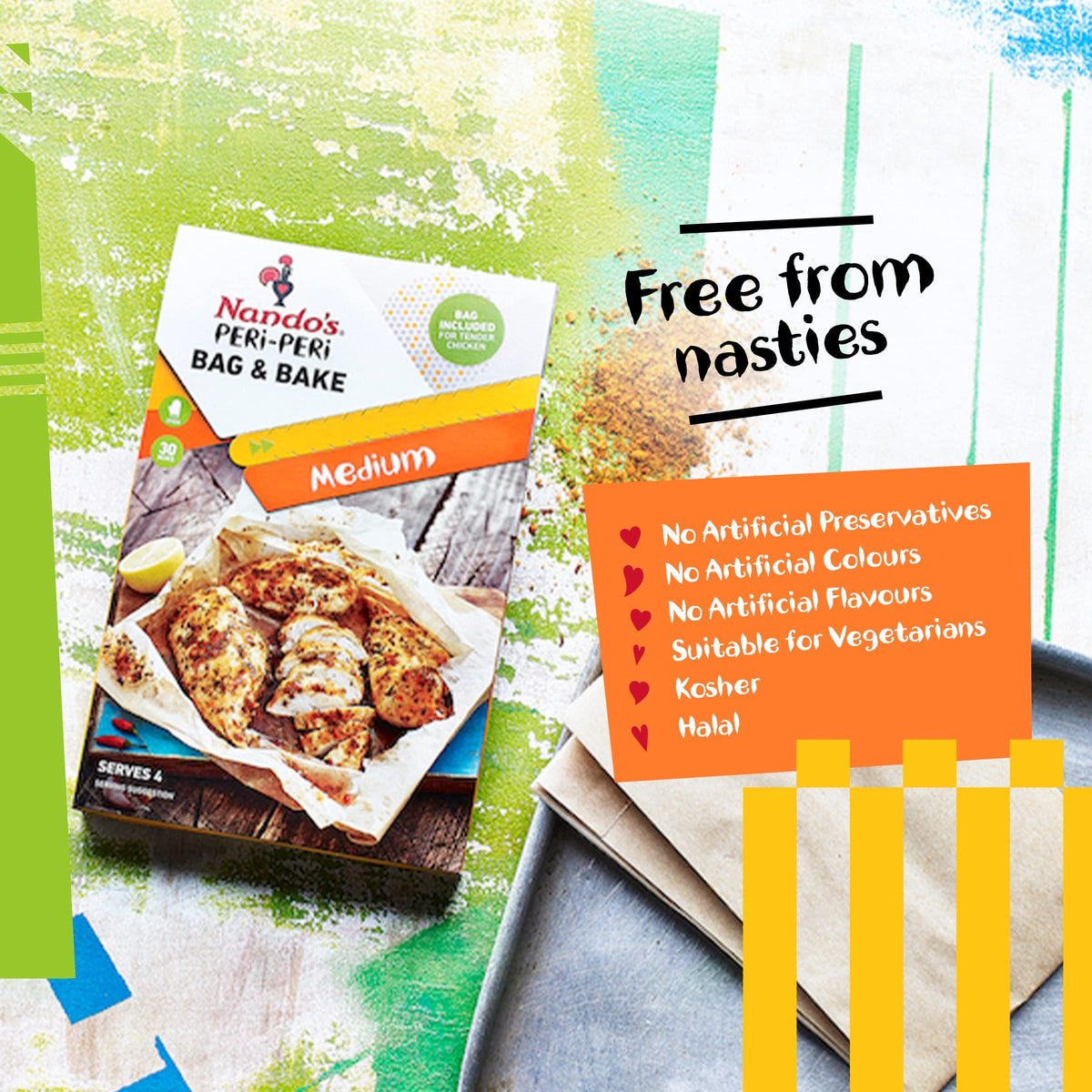Nando's Peri-Peri Medium Bag & Bake Spice Mix - 20g (Pack of 4) 4