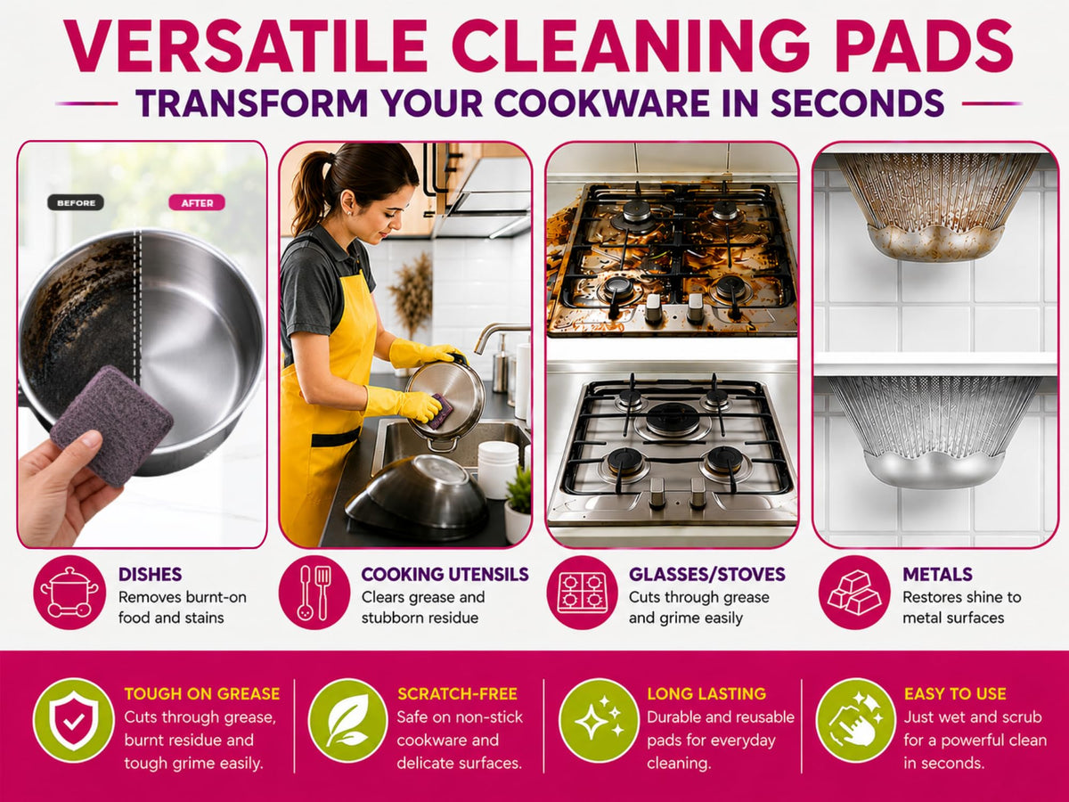 STERLING PRODUCTS Soap Pads - Grease Cutting Scourers | 12 Pack | Steel Wool With Soap