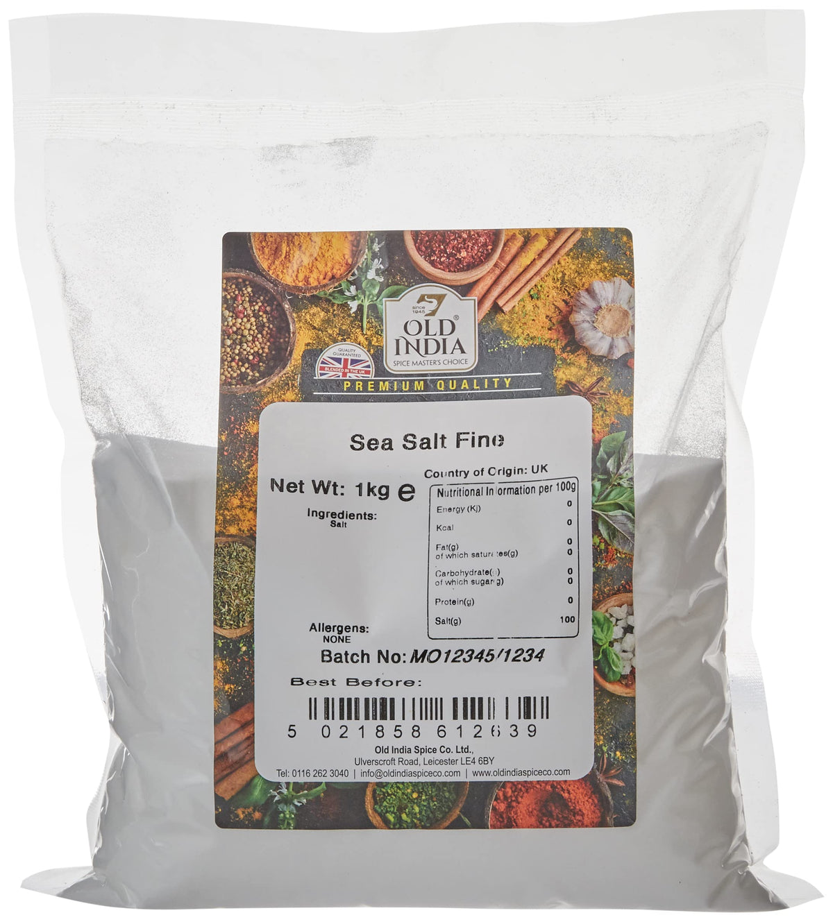 Old India Fine Sea Salt - 1kg Bag | Natural, Additive-Free