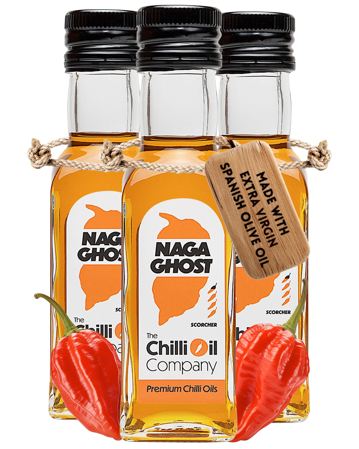 The Chilli Oil Company Naga Ghost Chilli Oil - 125ml (Pack of 3) | Extra Virgin Olive Oil Infused | Spicy Seasoning