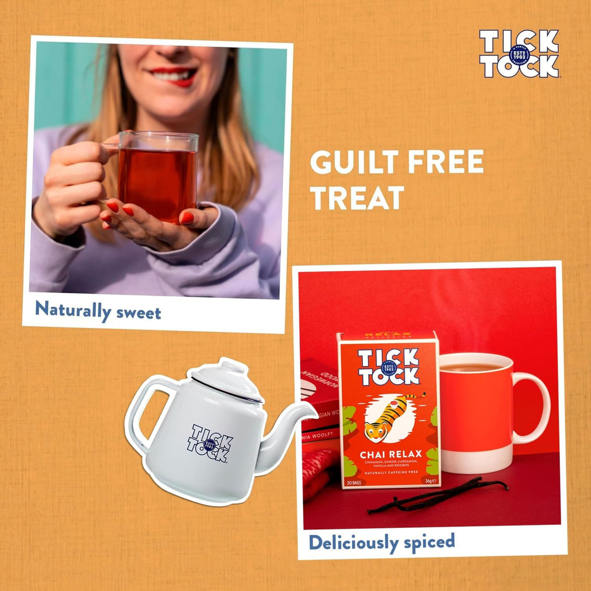 Tick Tock Wellbeing Selection Box - Herbal Tea Gift Set | 3 Flavours | 120 Teabags 3