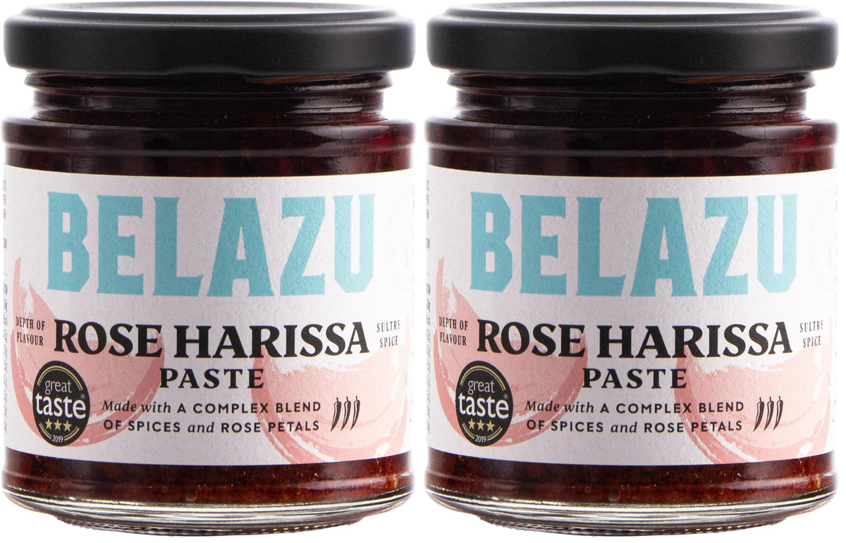 Belazu Rose Harissa Paste - Slow-Burning Chilli Heat | 130g (Pack of 2)