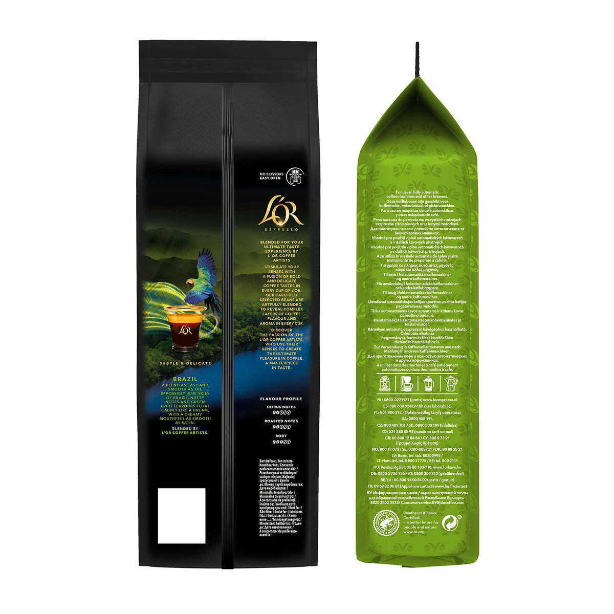 L'OR Espresso Brazil Whole Coffee Beans - Intensity 6, 100% Arabica, 500g 3