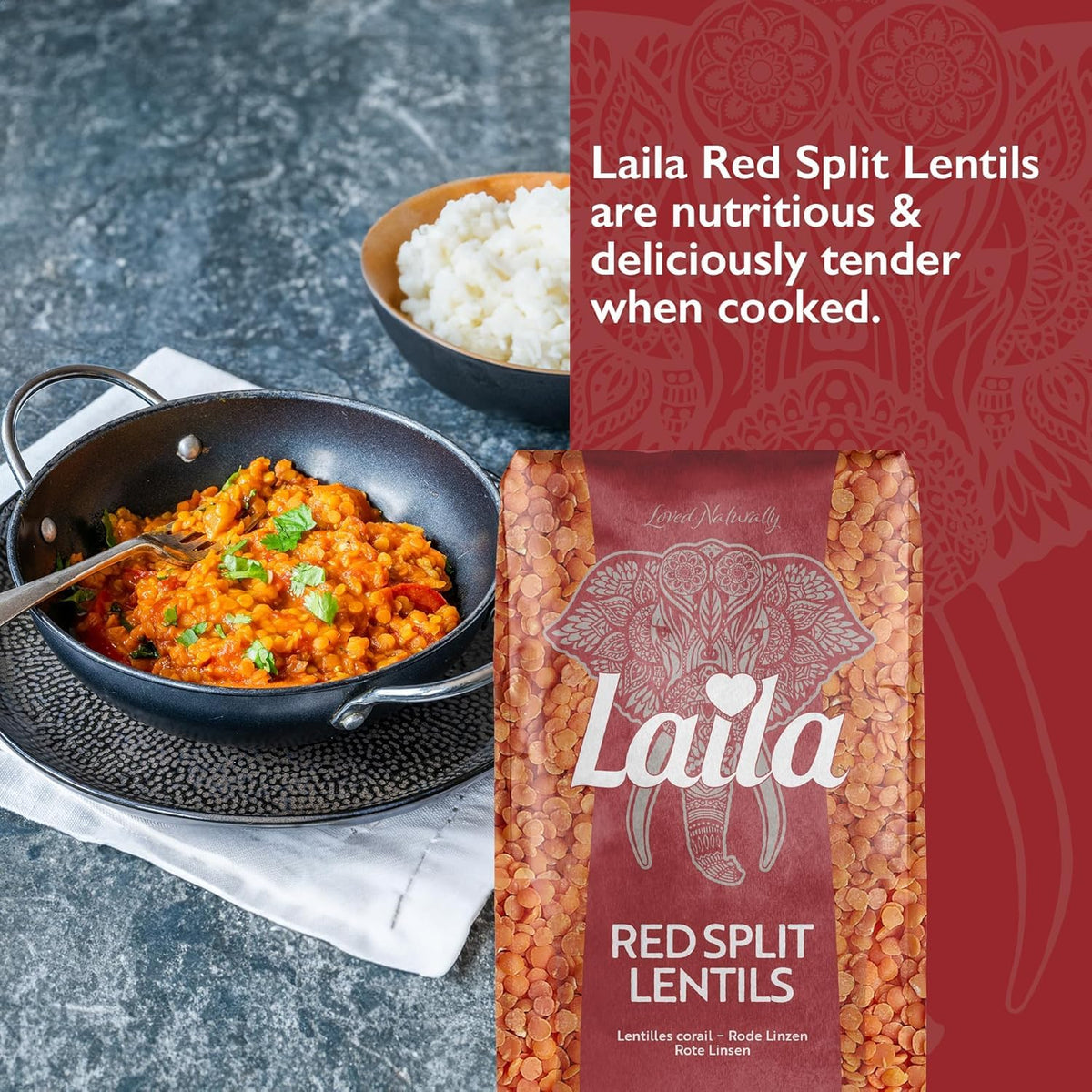 Laila Red Split Lentils - 500g | Rich in B Vitamins & Fibre | Easy to Prepare 4