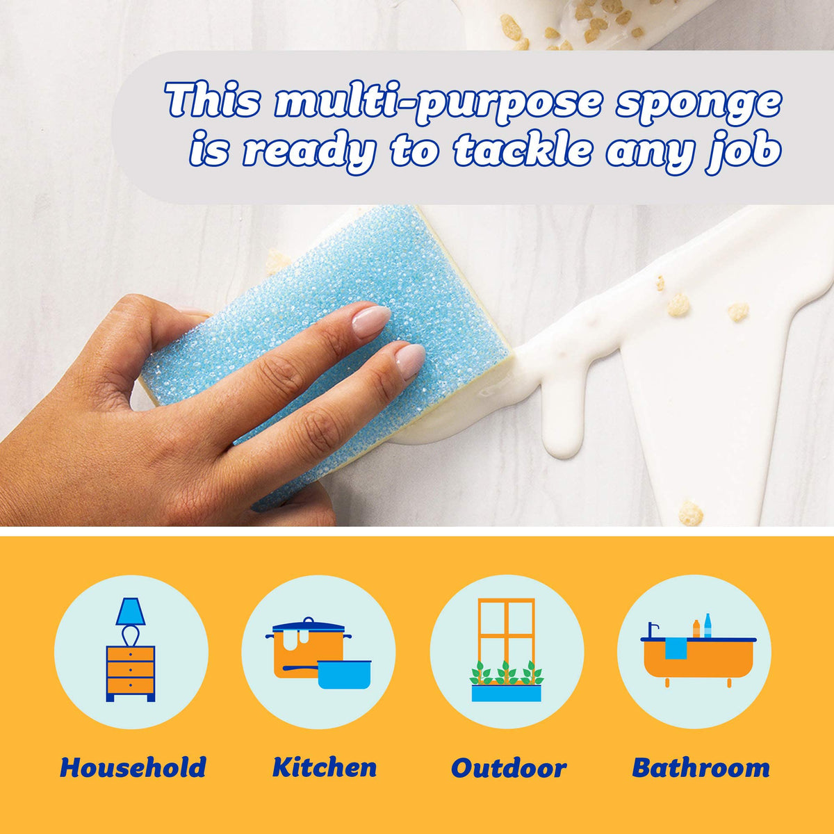 Scrub Daddy Sponge Daddy Essentials - Dual-Sided Cleaning Sponges | 4 Count | Varied Colors 7