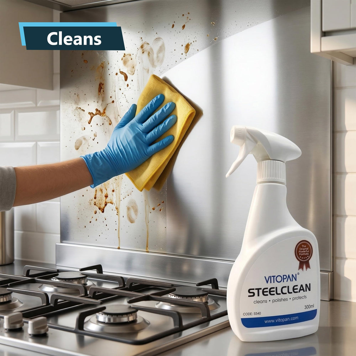 Vitopan Steel Clean Kitchen Spray - Cleans, Polishes & Protects | 300ml 7