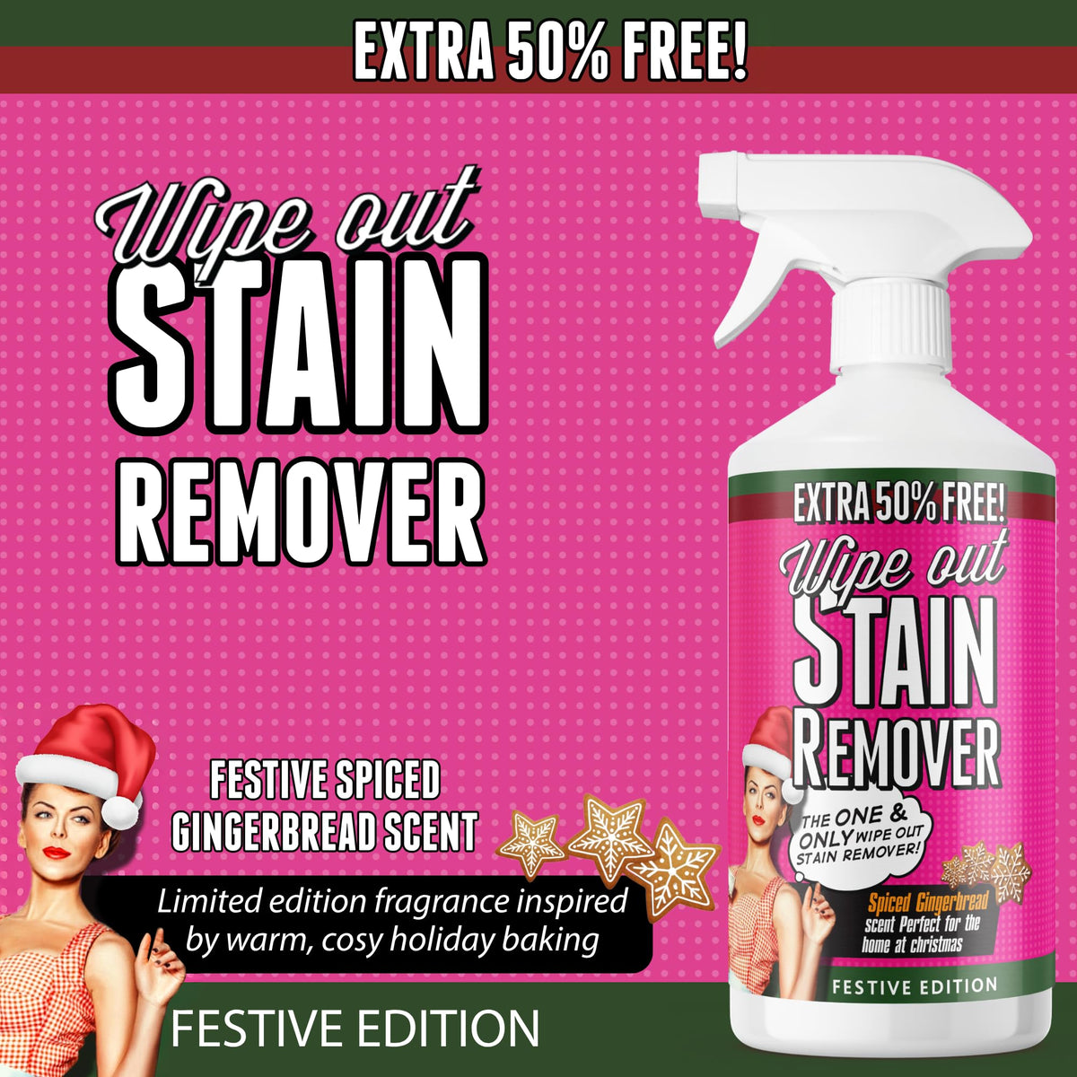 Wipeout Multi-Purpose Stain Remover - Spiced Gingerbread Scent | 750ml Spray Bottle 3