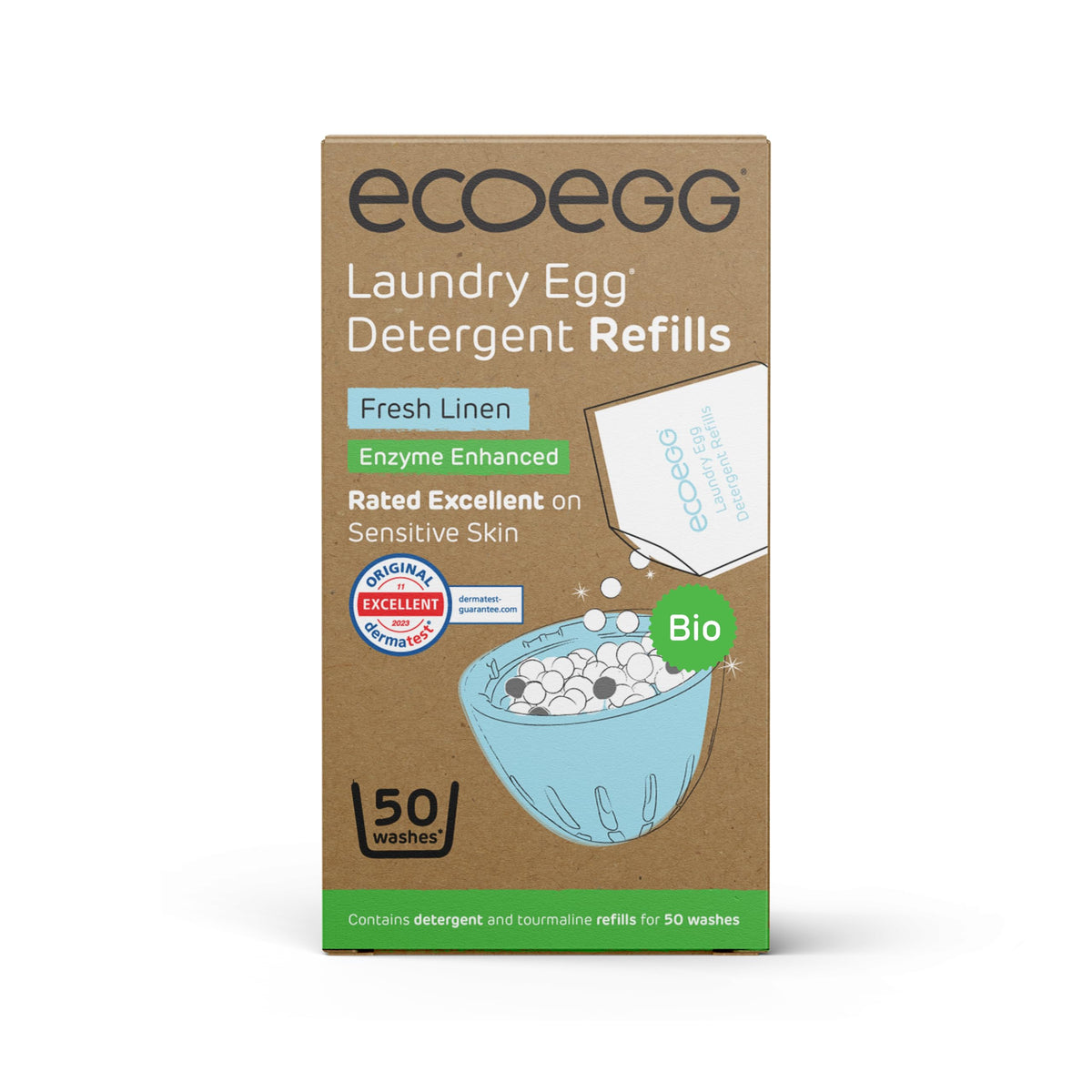 Ecoegg Laundry Egg Refill Pellets - 50 Washes | Fresh Linen Bio Scent | Detergent Capsules 1