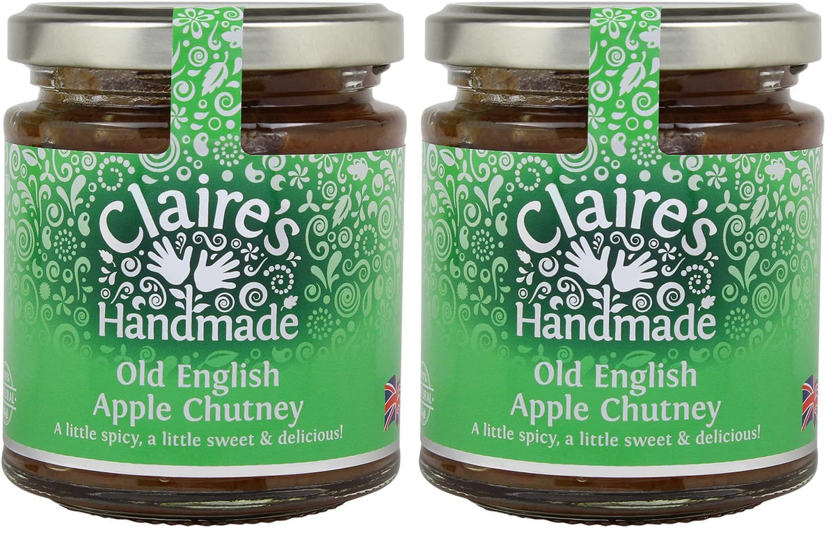 Claire's Handmade Old English & Apple Chutney - Sweet & Spicy Blend | 200g Pack of 2 | Vegetarian & Vegan