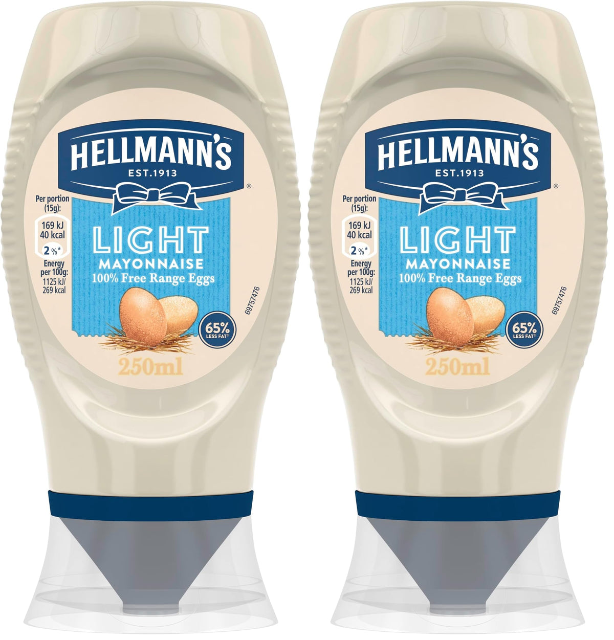 Hellmann's Light Mayonnaise - 60% Fewer Calories | 250 ml (Pack of 2)