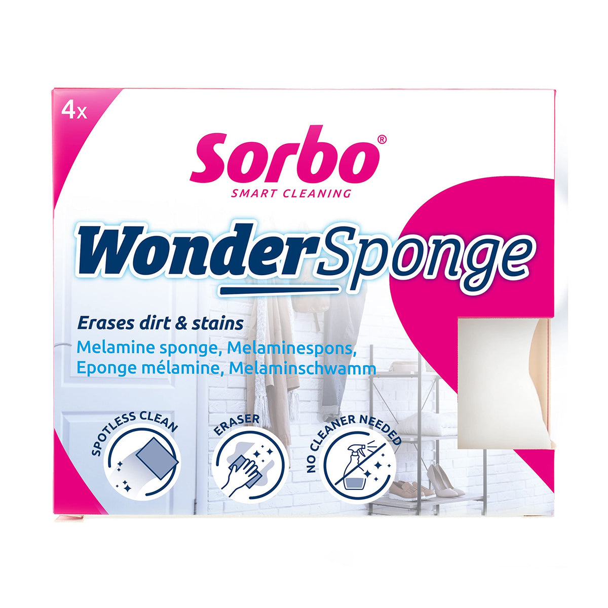 Sorbo Wonder Sponge - Chemical-Free Cleaning Eraser | Melamine Foam | Pack of 4