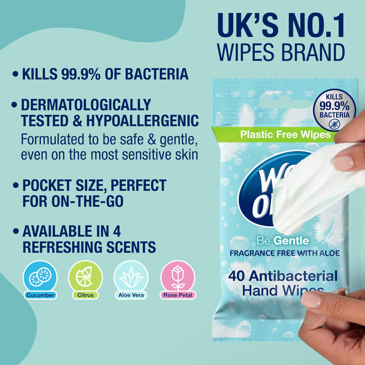 Wet Ones Antibacterial Biodegradable Hand Wipes - Fragrance Free, Hypoallergenic, 400 Count