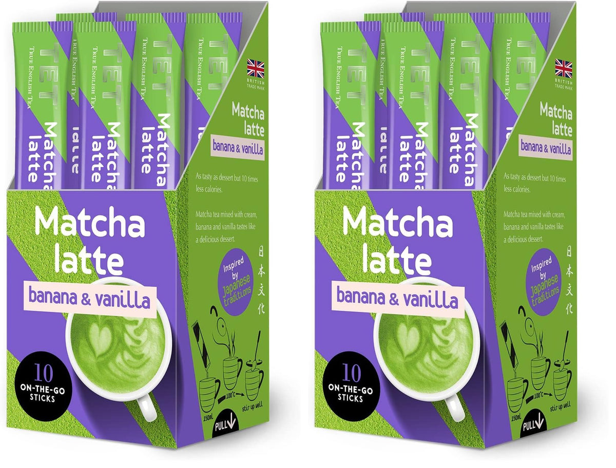 TET Matcha Latte Banana & Vanilla Powder - 100g Pack of 2
