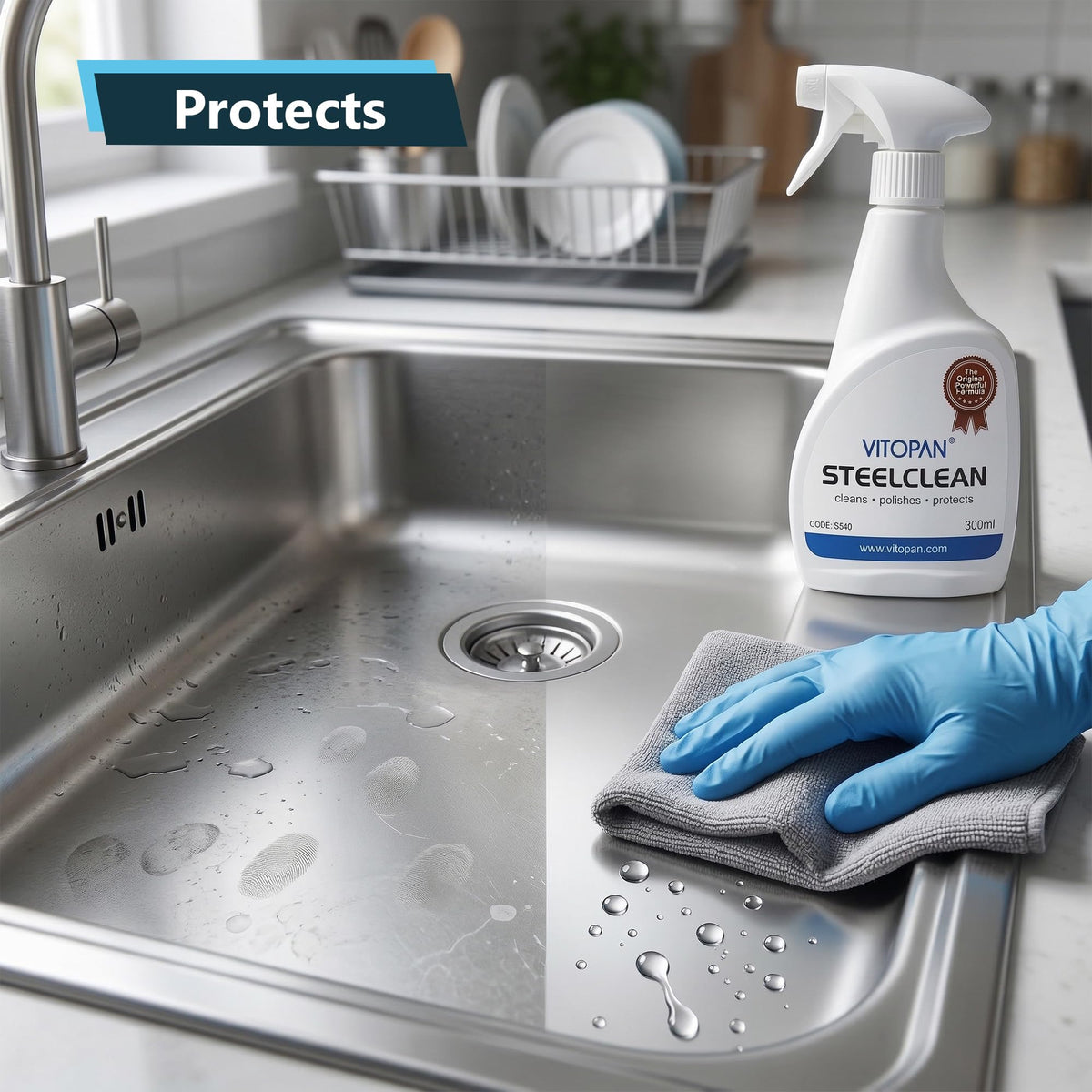 Vitopan Steel Clean Kitchen Spray - Cleans, Polishes & Protects | 300ml 5