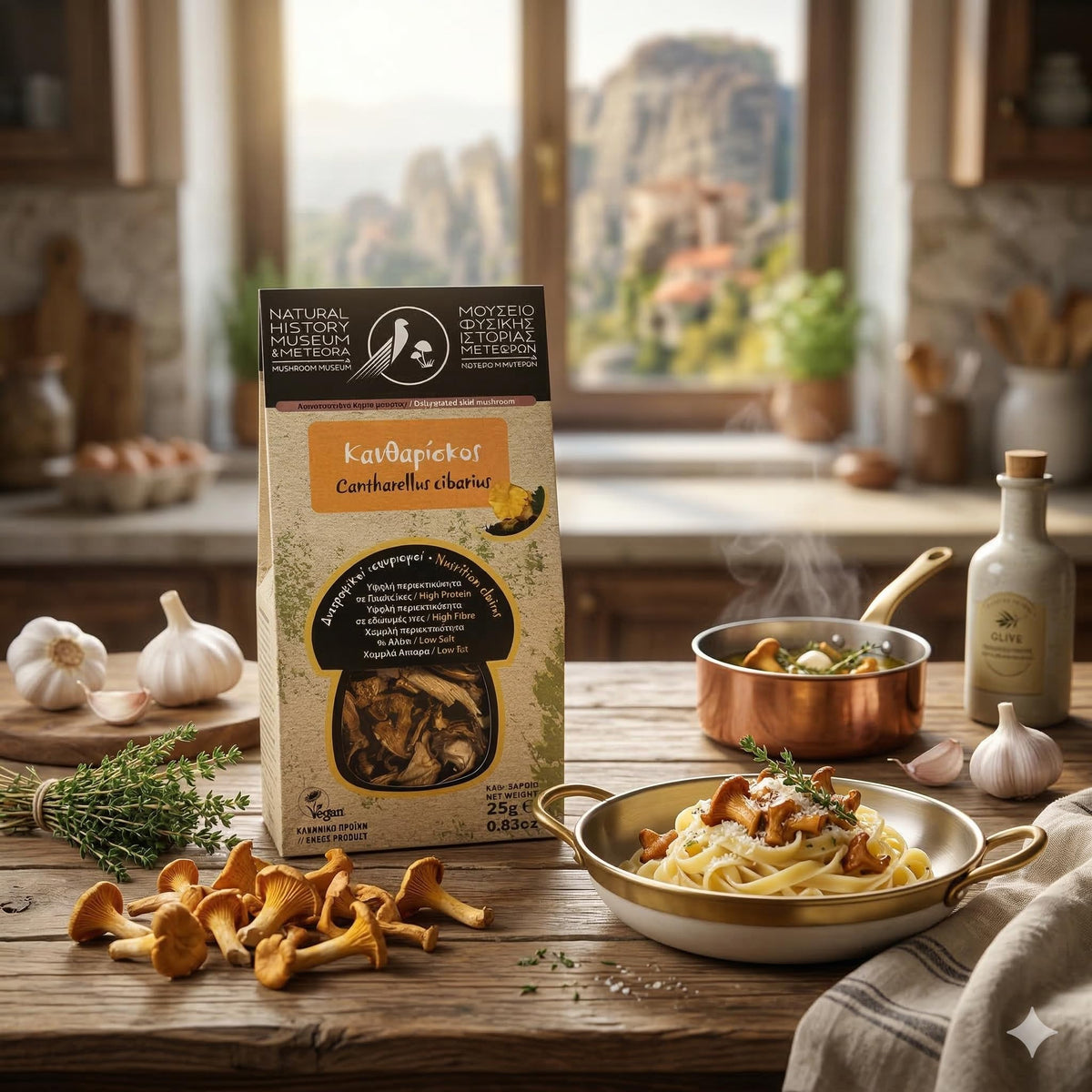 Natural History Museum of Meteora & Mushroοm Museum Dried Chanterelle Mushrooms - Wild Harvested, Delicate Flavour, 25g