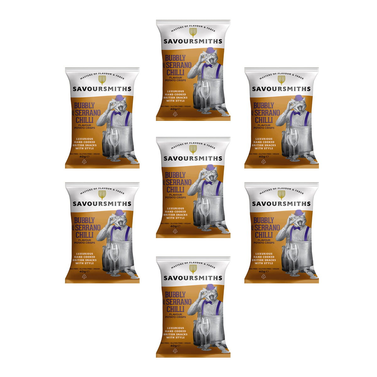 SAVOURSMITHS Bubbly and Serrano Chilli Crisps - Multipack, 7 x 40g